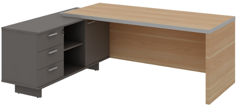 Hayat L shaped Manager Table with Side Return Left